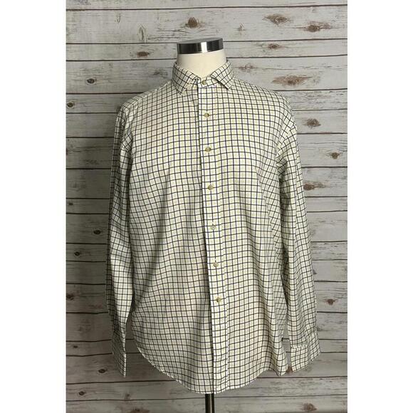 Polo Ralph Lauren Other - Polo by Ralph Lauren cotton white/navy/yellow plaid button-up shirt Size XL